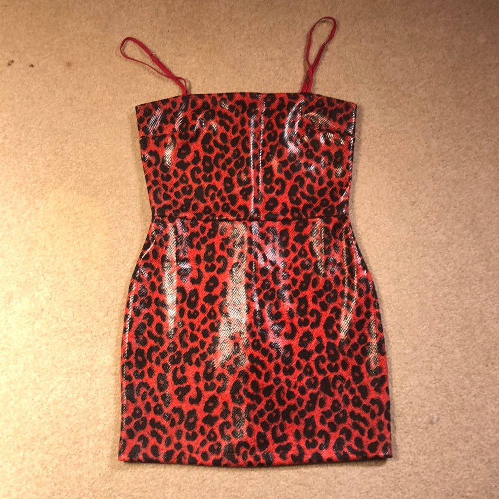 Red Cheetah Print Tight Dress